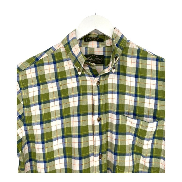 Men’s Orvis Signature Collection Button Up Shirt Long Sleeve Green‎ M Flannel - Picture 1 of 9